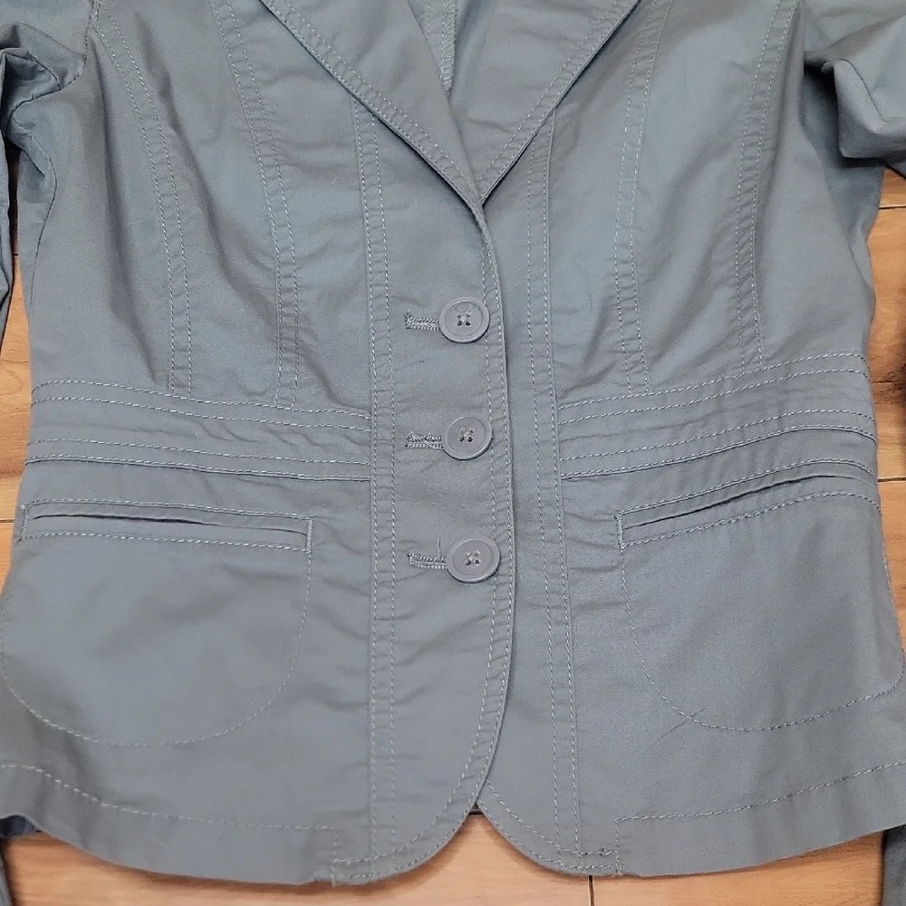 Halogen Size XS Slate Blue Lightweight Layering Suit Style Button Up Jacket